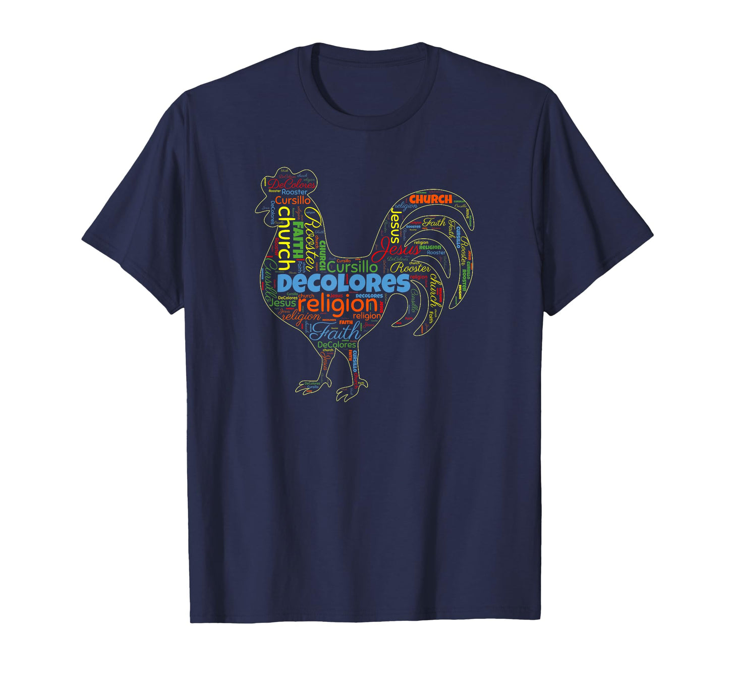 DeColores Cursillo Rooster Word Cloud T-Shirt