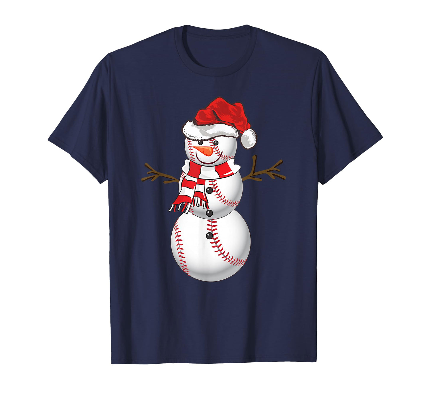 Baseball Snowman Xmas Pajamas Baseball Player Christmas T-Shirt