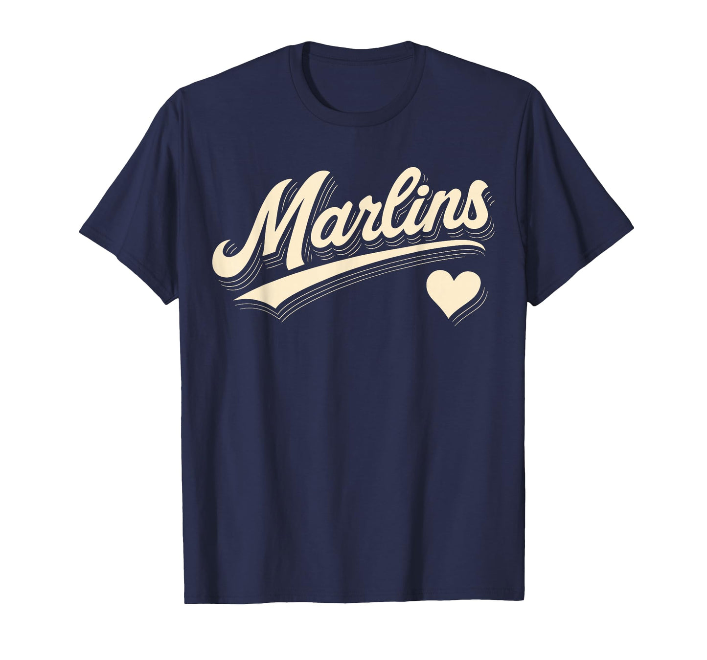 Marlins Retro Typography Tee With Heart Gift For Men Women T-Shirt