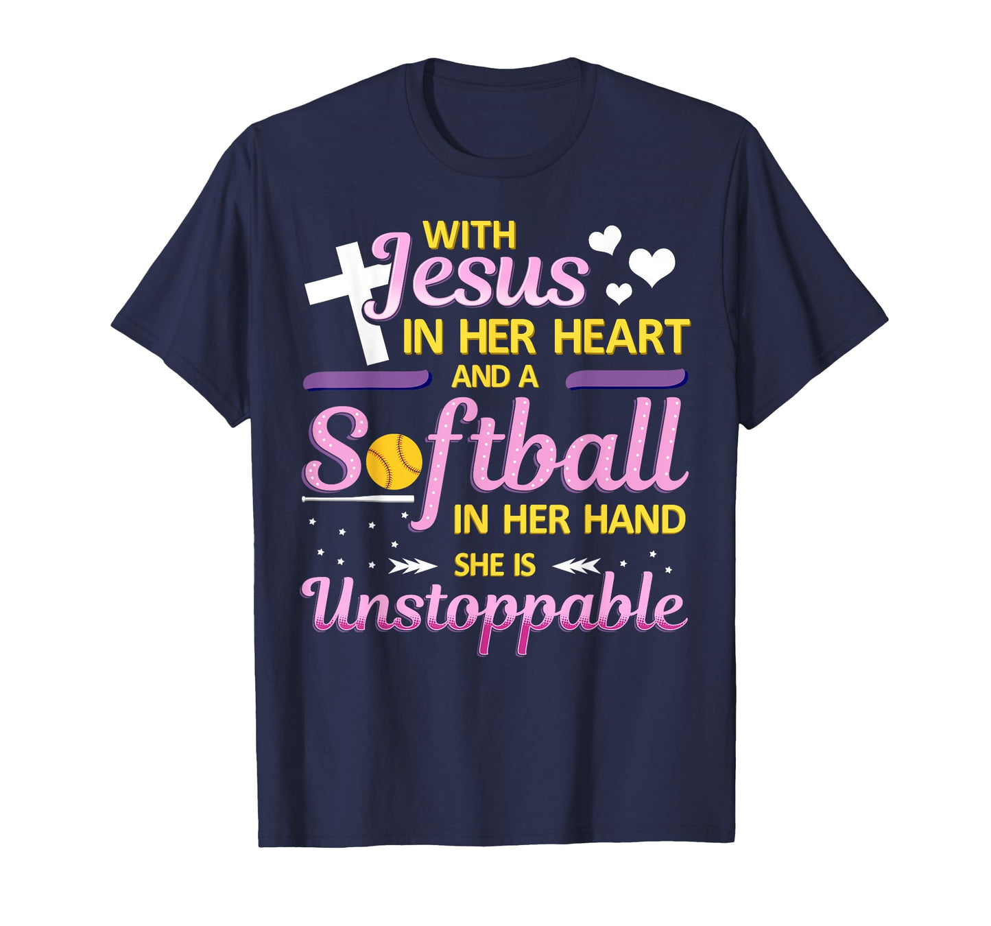 Jesus in Her Heart and Softball in Her Hand Christ Baseball T-Shirt