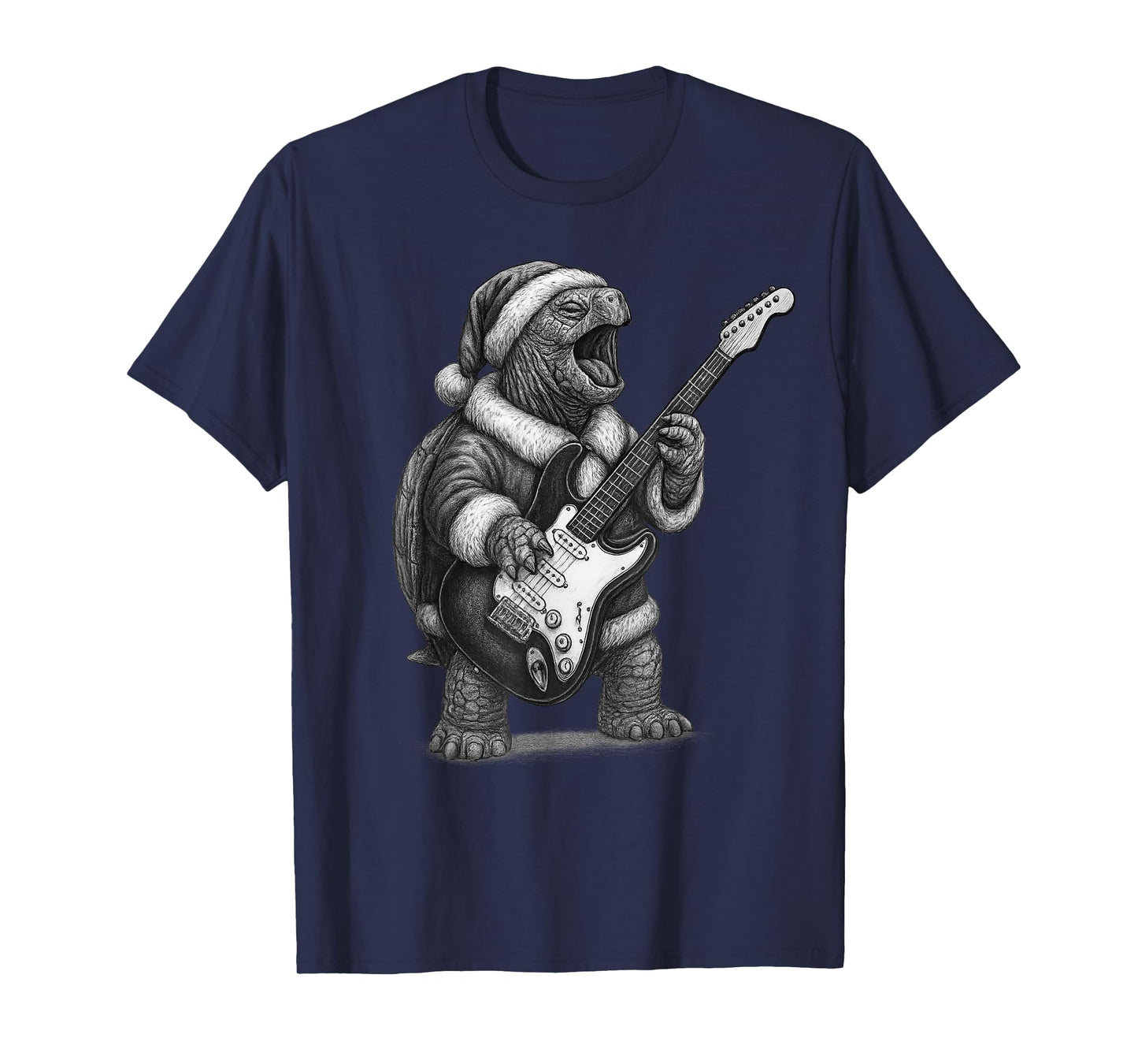 Tortoise Playing Guitar Christmas Reptile Lover T-Shirt