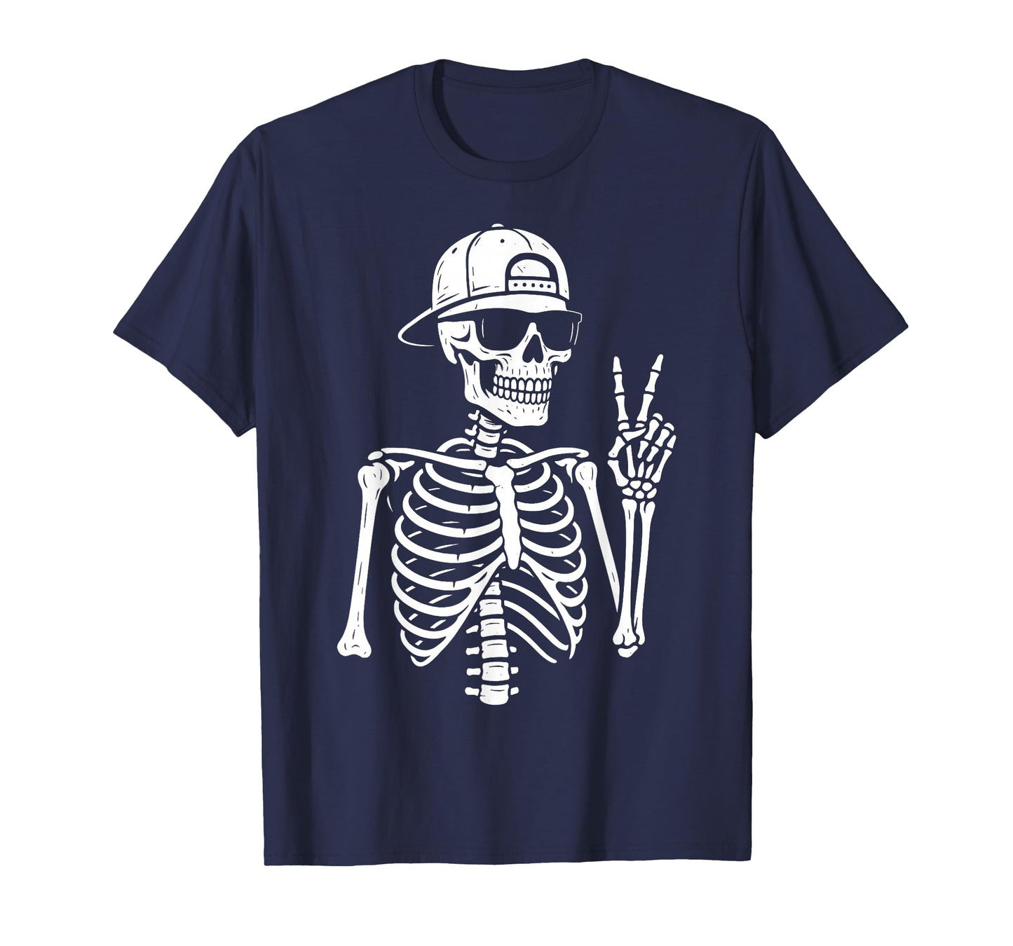 Skeleton Hand Peace Sign Retro Halloween Skeleton Hand Sign T-Shirt