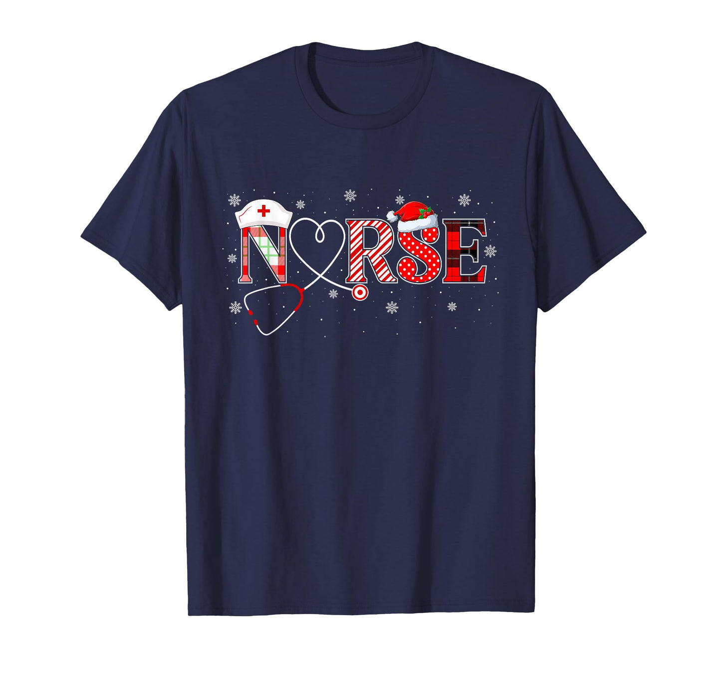 Nurse Xmas Pajamas Stethoscope Nurse Christmas Scrub Top T-Shirt