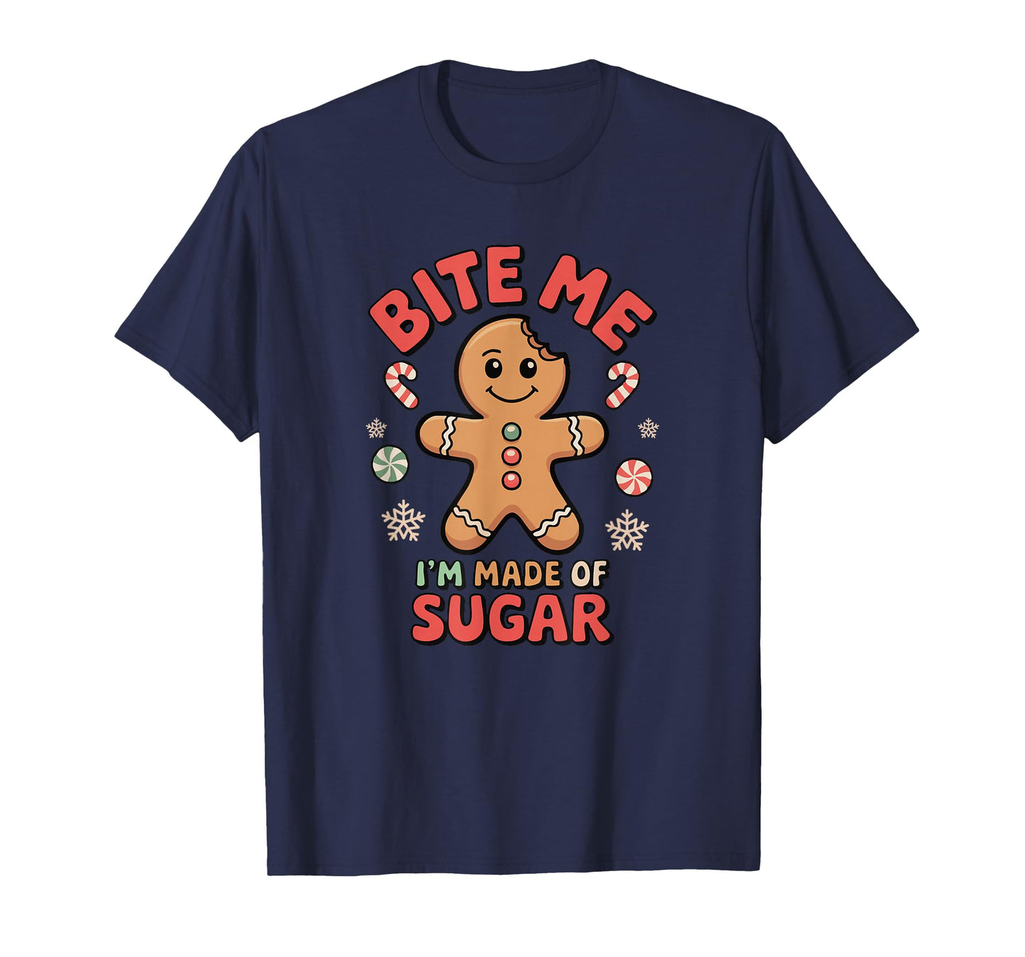 Funny Gingerbread Bite Me Holiday Cookie Pun Humor T-Shirt