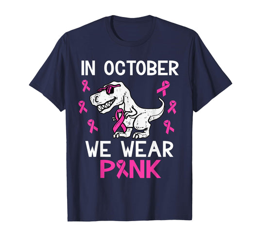 In October We Wear Pink Toddler Kids Breast Cancer Awareness T-Shirt