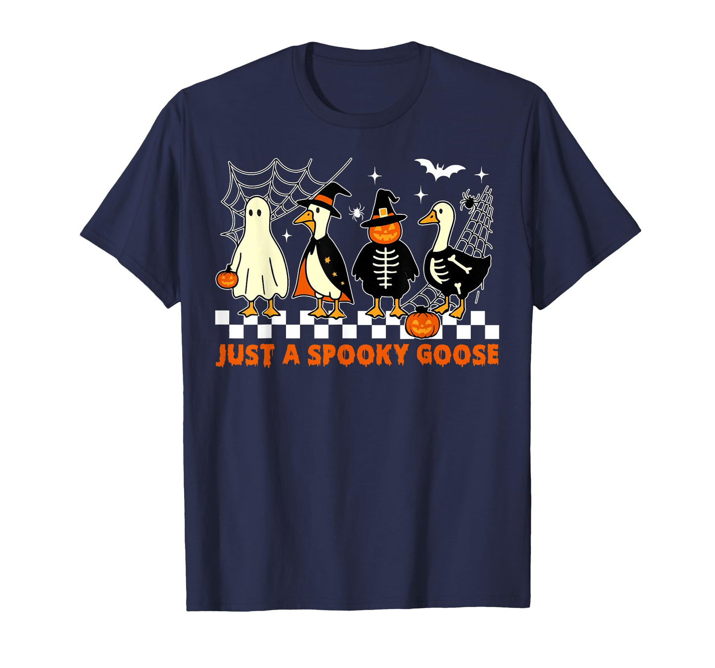 Spooky Goose Squad with Pumpkin, Witch, Skeleton and Ghost T-Shirt