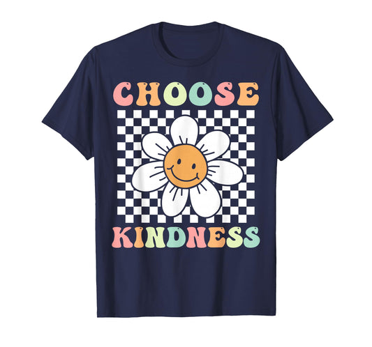 Groovy Choose Kindness Retro Daisy Flower Positivity Be Kind T-Shirt