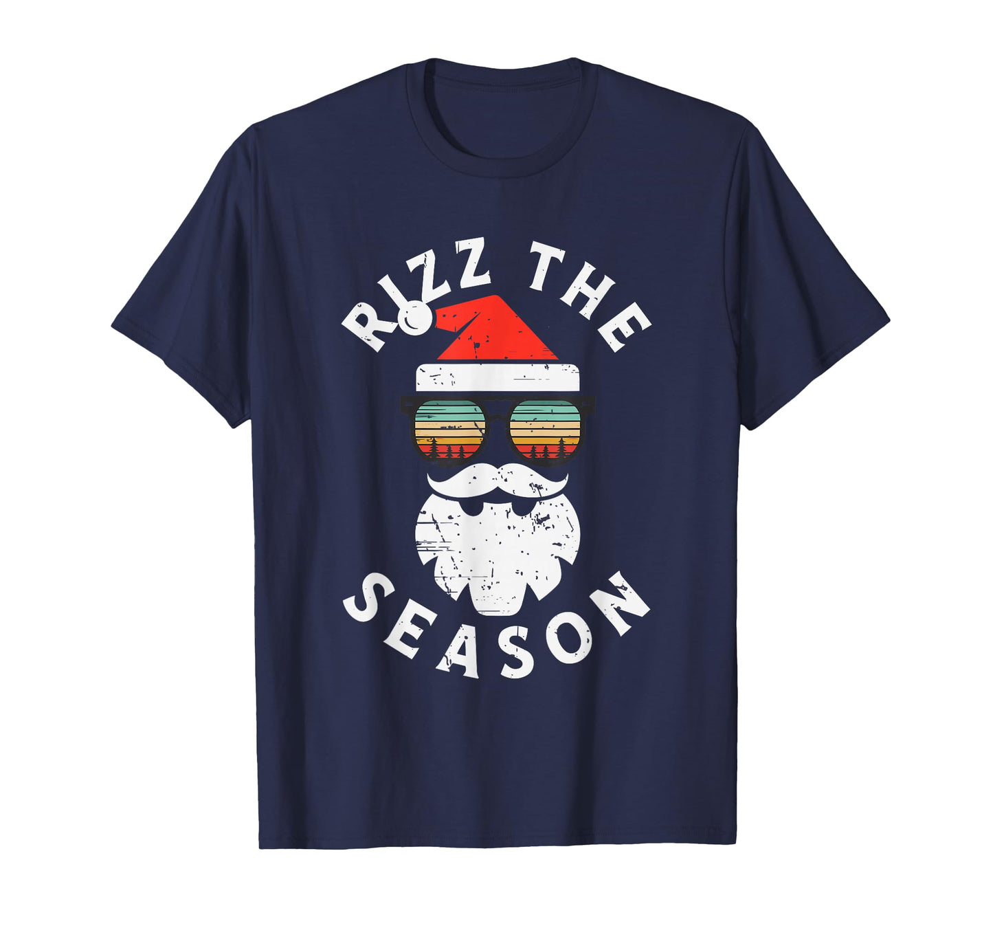 Rizz The Season Santa Face Retro Sunglasses Christmas Boys T-Shirt