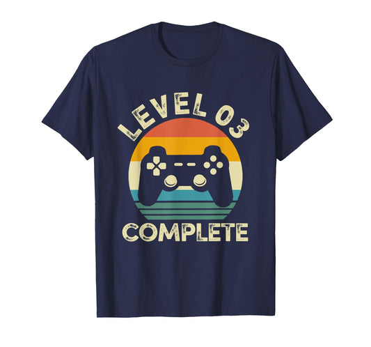 Vintage Level 03 Complete 3rd Birthday 3 Years Old Gamer T-Shirt