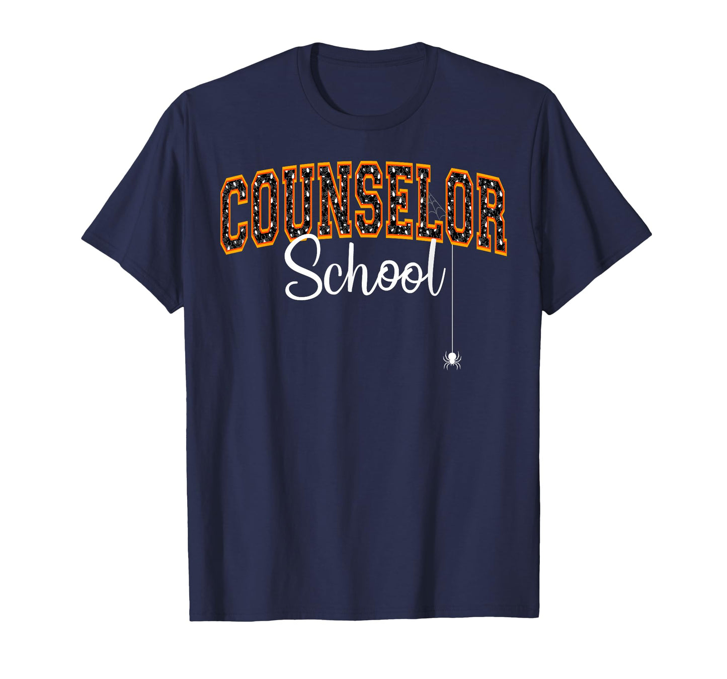 School Counselor Halloween Spiders Varsity Letters T-Shirt