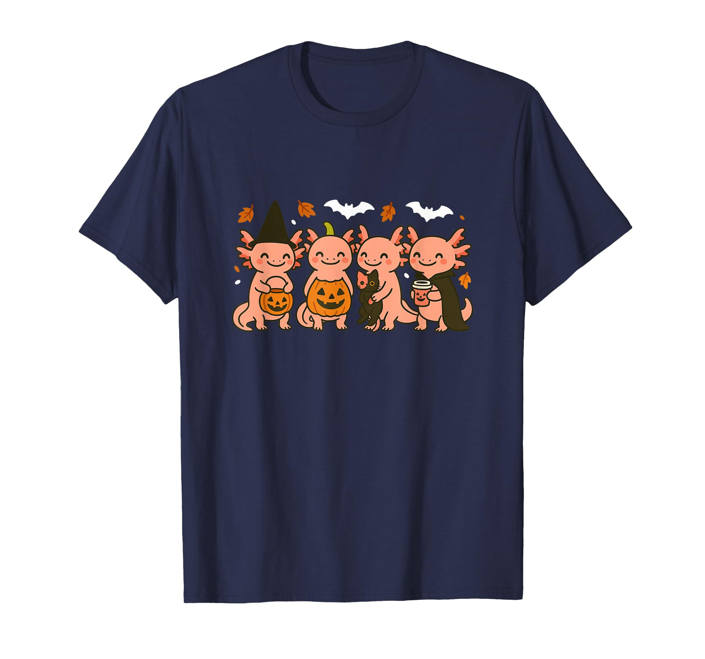 Fall Axolotl Halloween Witch Axolotl Trick or Treat Pumpkin T-Shirt