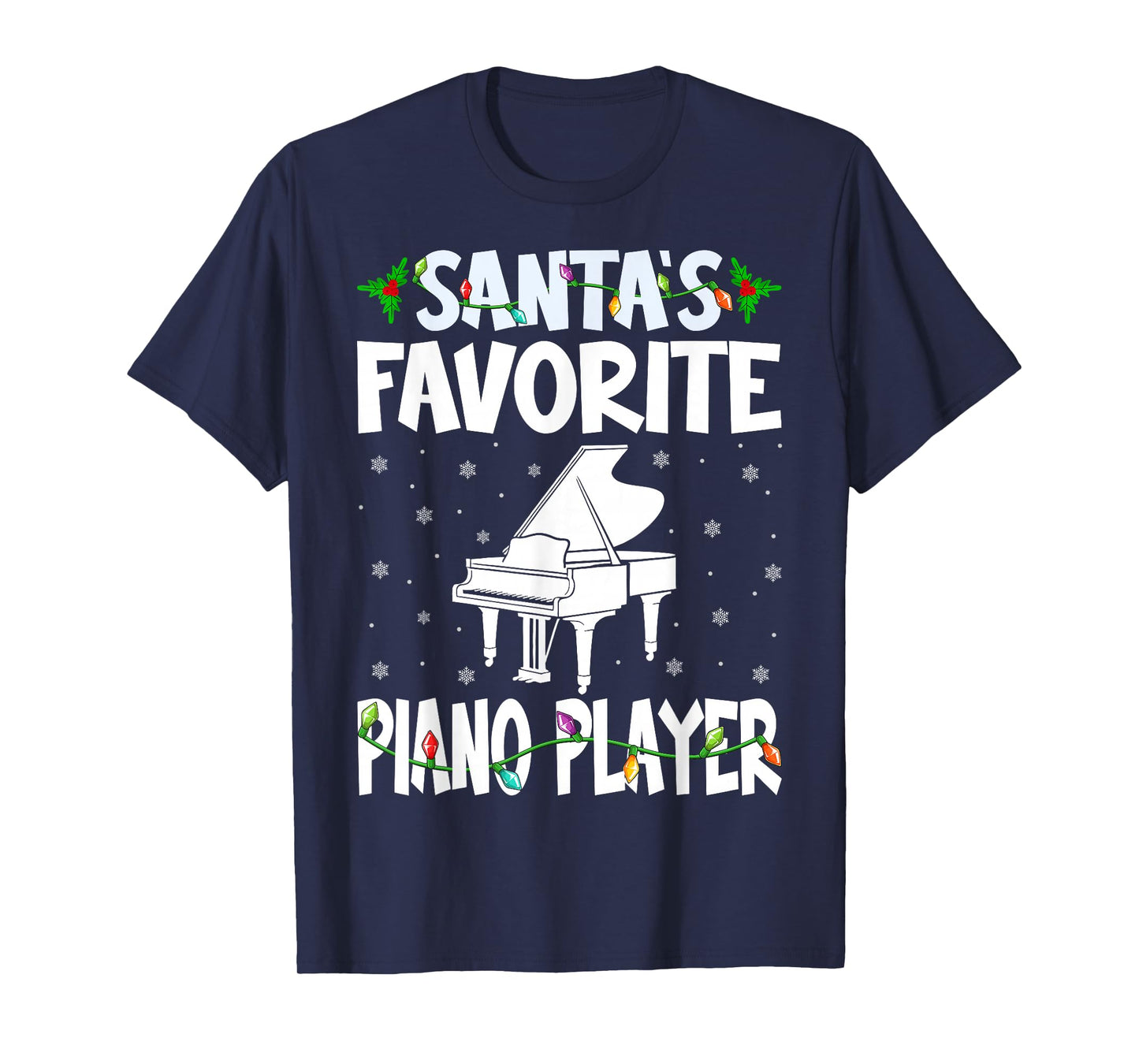Santa's Favorite Piano Player Funny Christmas Pianist Gifts T-Shirt