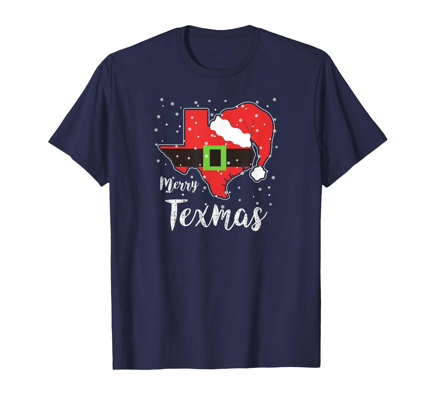 Merry Texmas Texas State Map Santa Hat T-Shirt