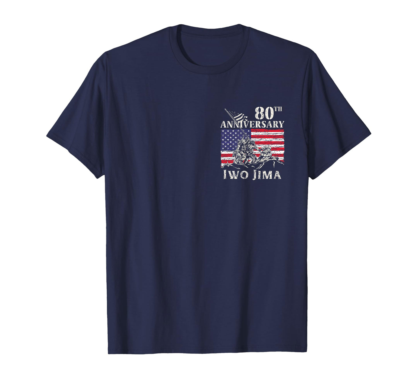 80th Anniversary Iwo Jima 1945-2025 WWII Veteran USA Flag T-Shirt