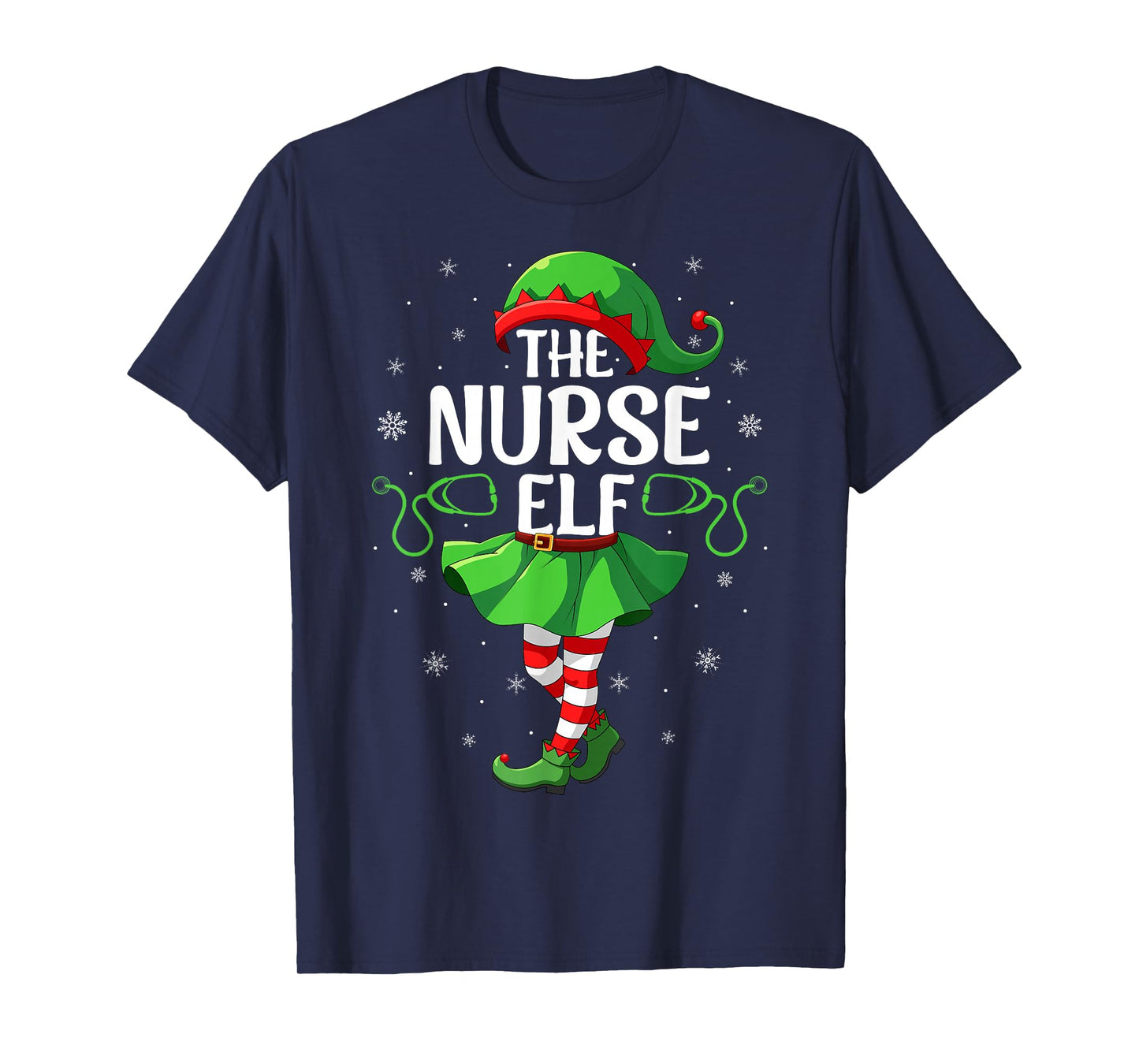 Nurse Elf Christmas Girls Women Elf Squad Xmas Family T-Shirt