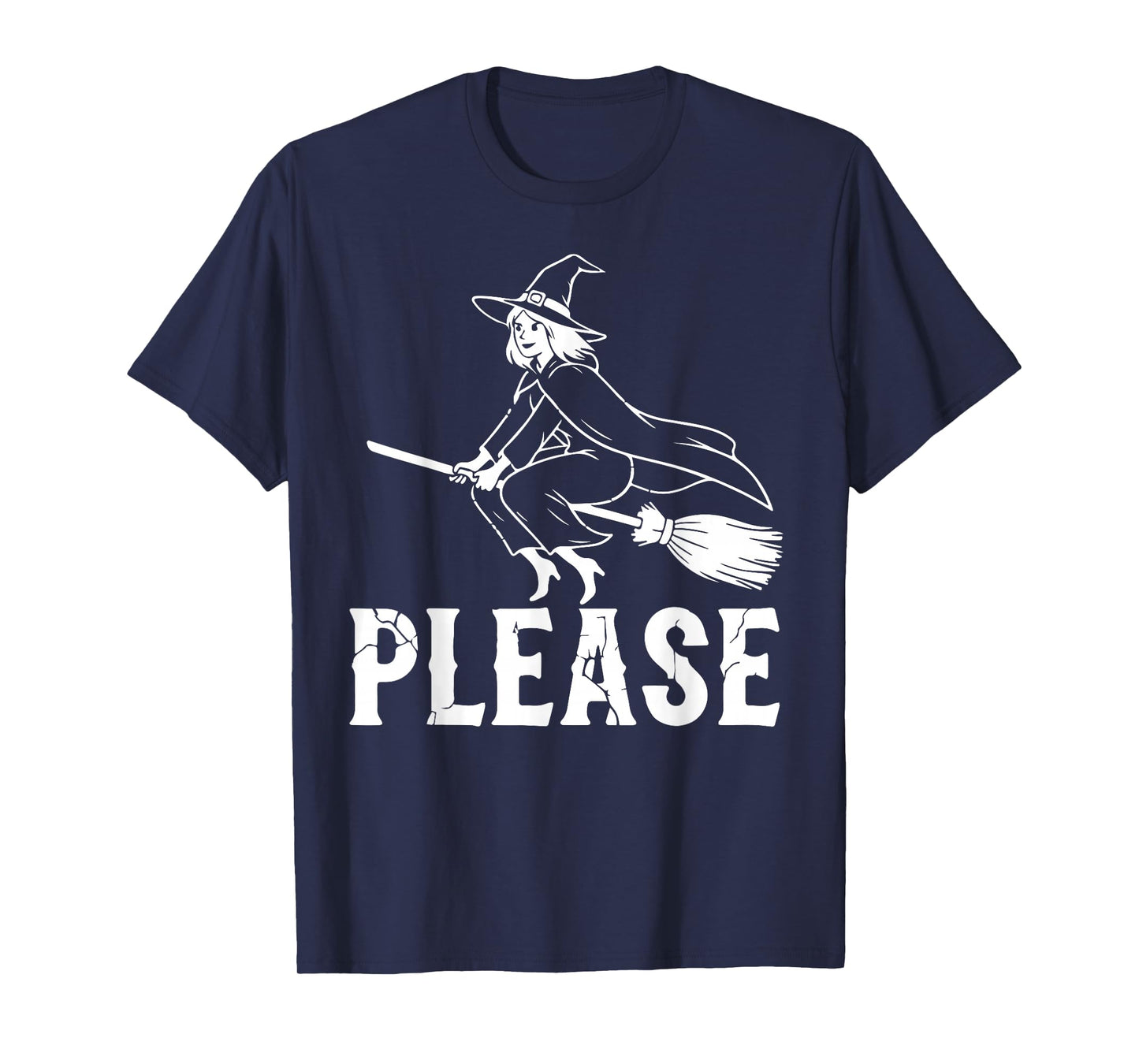 Dark Humor Witch Riding a Broom Graphic Halloween T-Shirt