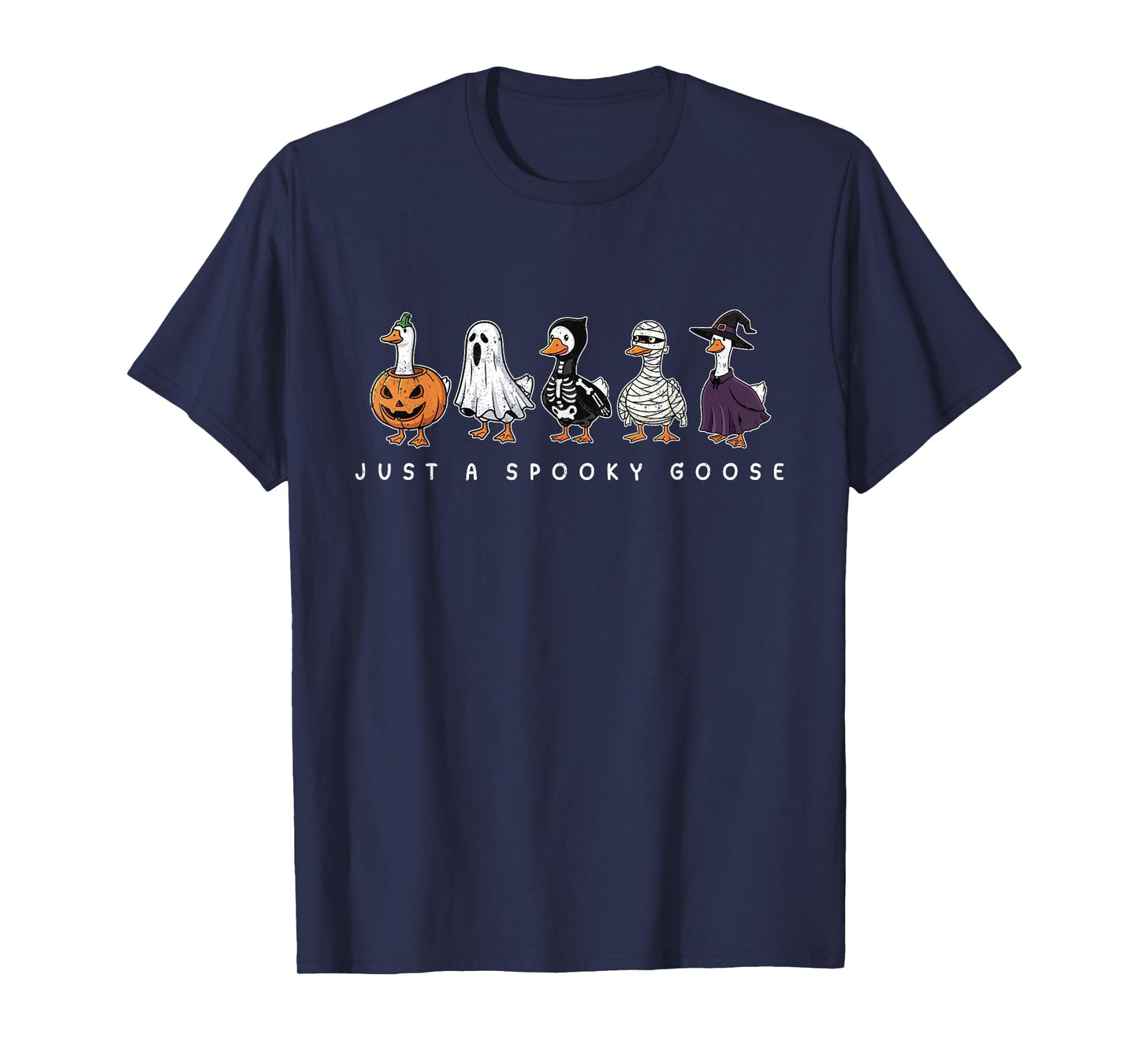 Just A Spooky Goose Halloween Ghost Goose Funny Halloween T-Shirt