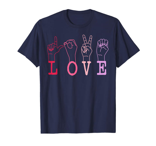 Vintage Valentine's Day Sign Language ASL Love Gift T-Shirt