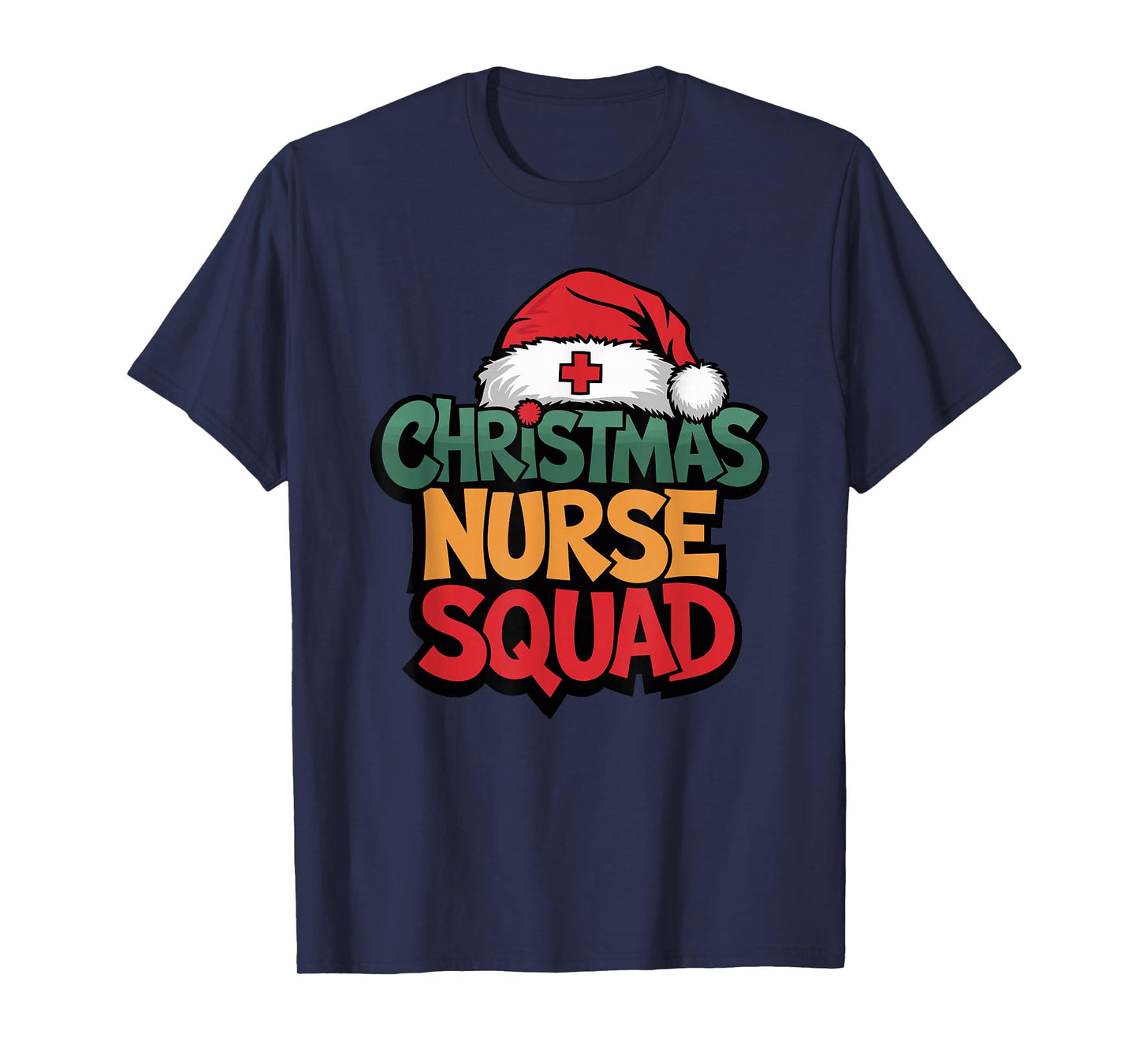 Nurse Christmas Squad Santa Hat Matching Crew T-Shirt