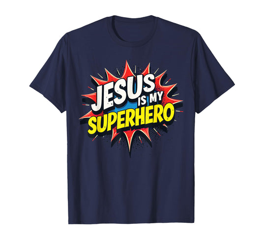Jusus Lover Jesus is My Superhero Unisex-Kids T-Shirt Black Small Modern Classic Crew Neck Short Sleeve Polyester 100% Cotton Blend Machine Wash Superhero T-Shirt