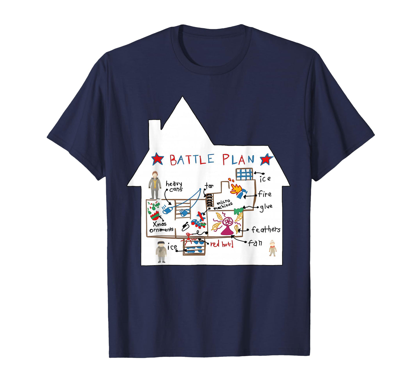 Funny Battle Plan Christmas Home Kids Hand Drawn Alone Xmas T-Shirt