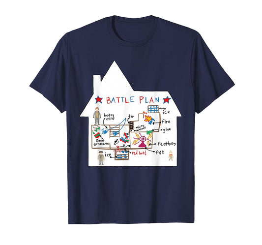 Funny Battle Plan Christmas Home Kids Hand Drawn Alone Xmas T-Shirt