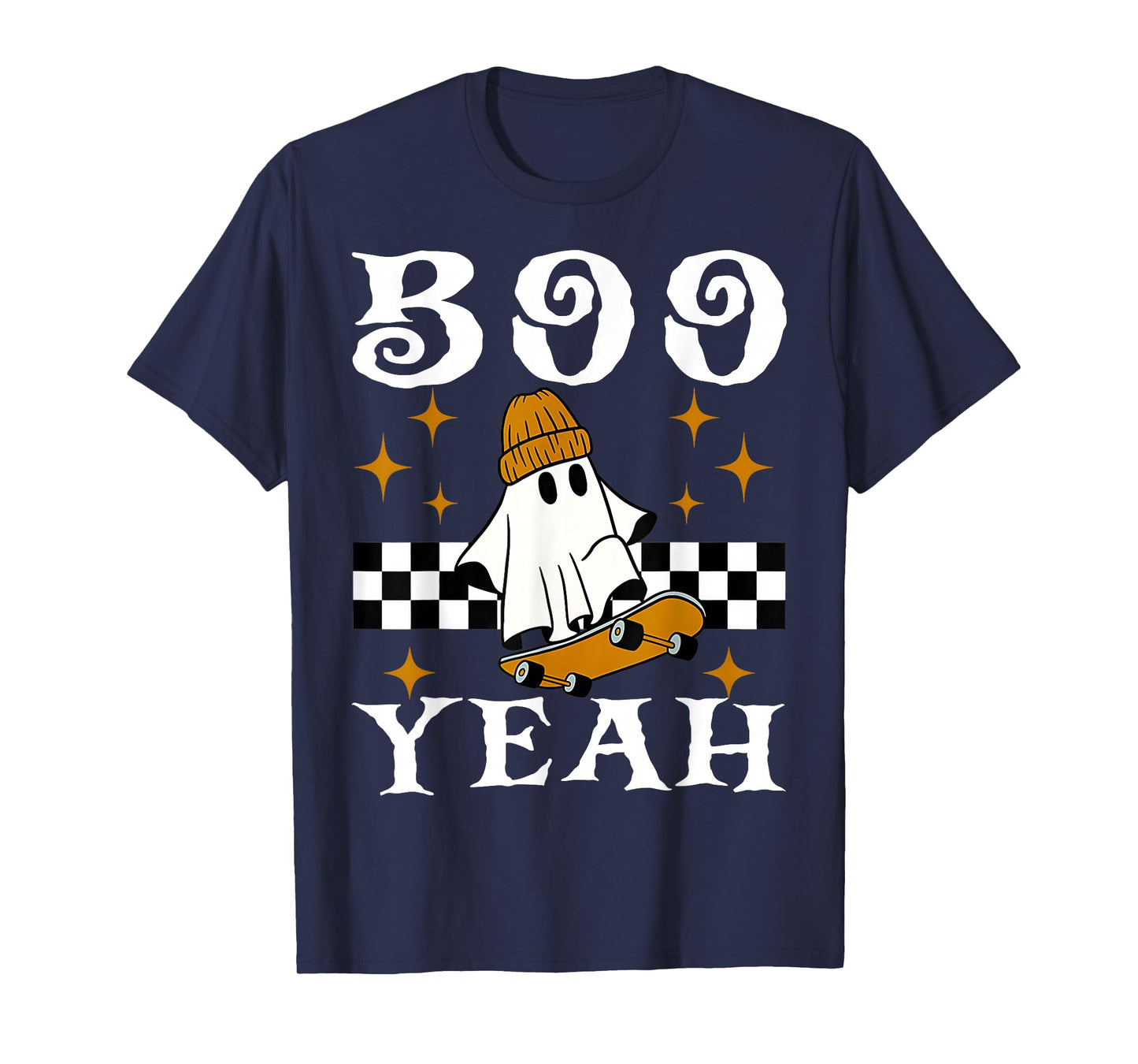 Boo Yeah Halloween Ghost Boys Retro Skateboard Toddler Kids T-Shirt