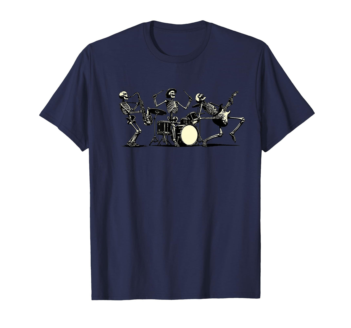 Retro Rock Music Skeleton Funny Vintage Skeleton Band Music T-Shirt