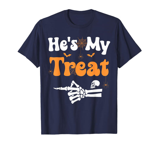 He's My Treat Skeleton Couples Matching Couple Halloween T-Shirt