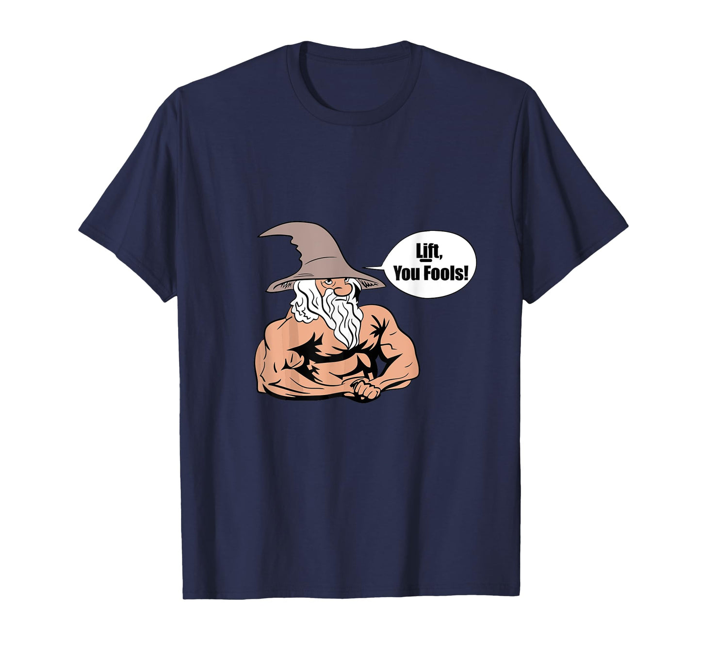 LUS41 Family Gifts Co. Men's Gym T-Shirt, Black, Small, Short Sleeve, Classic Fit, Cotton Blend, Unique Graphic Design, Lift You Fools Wizard Motive