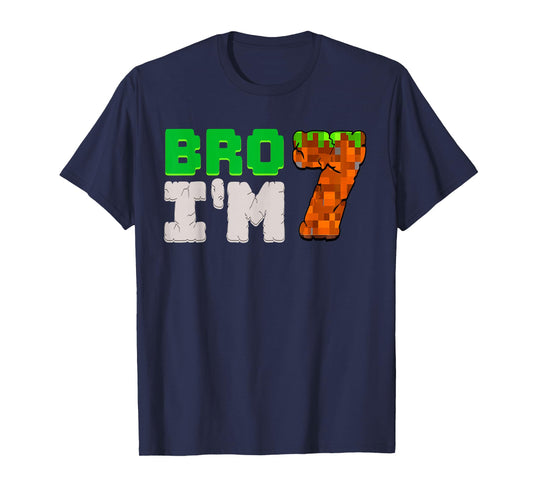 Birthday Boy 7th Birthday I'm 7 Year Old Gamer Pixel Number T-Shirt