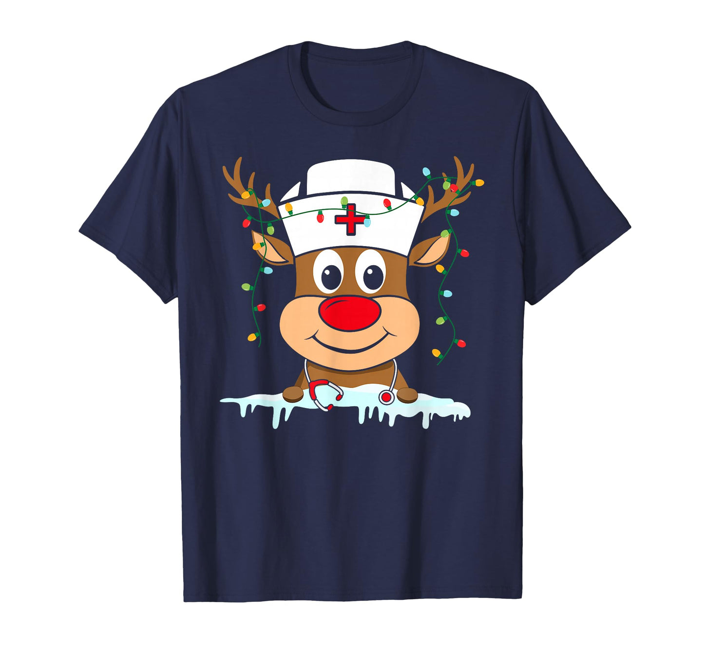 Reindeer Nurse Xmas Nursing Scrub Tops Christmas Pajamas T-Shirt