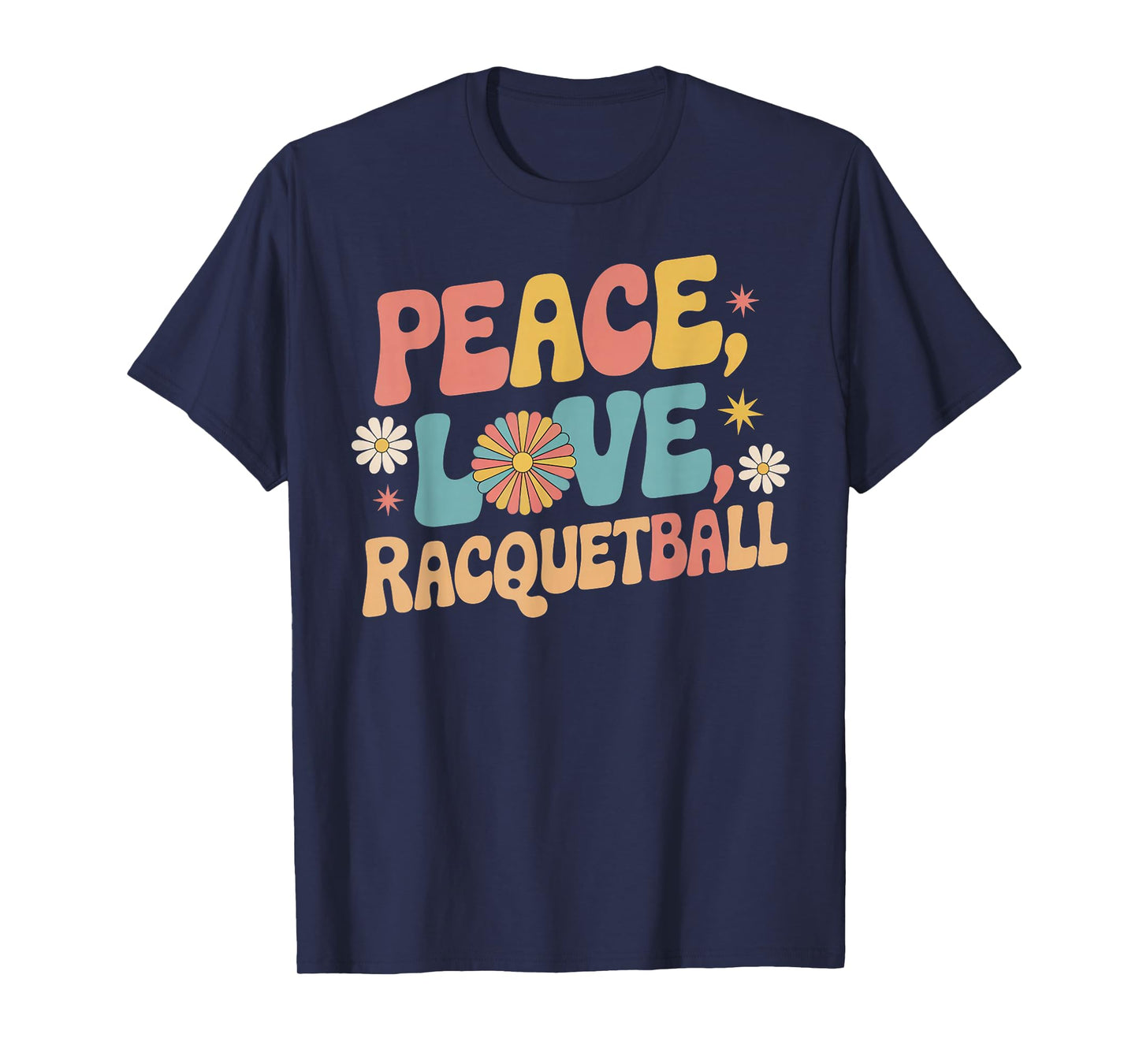 Peace Love Racquetball 70s Hippie Retro Racquetball Player T-Shirt
