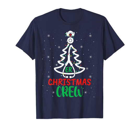 ER Nurse Christmas Crew Nurse Stethoscope Xmas Tree Nursing T-Shirt