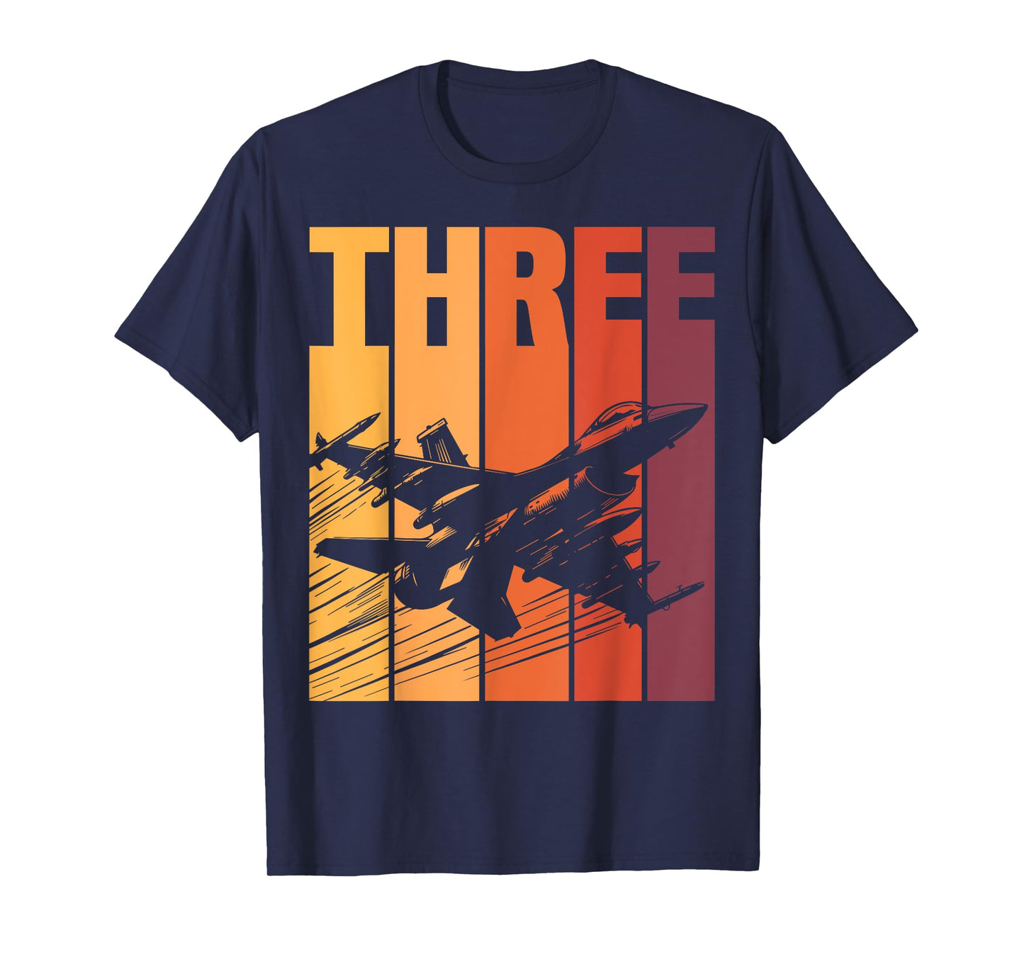 Military Fighter Jet Retro Three Year Old Boys 3rd Birthday T-Shirt