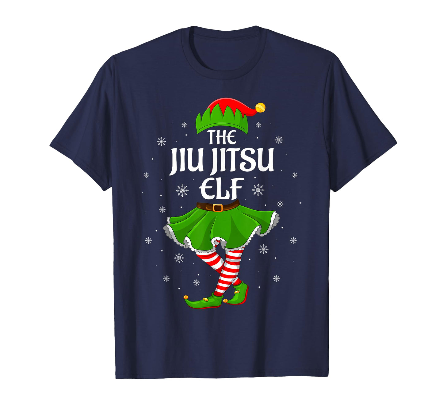 Jiu Jitsu Elf Christmas Family Girls Women Elf Squad Xmas T-Shirt