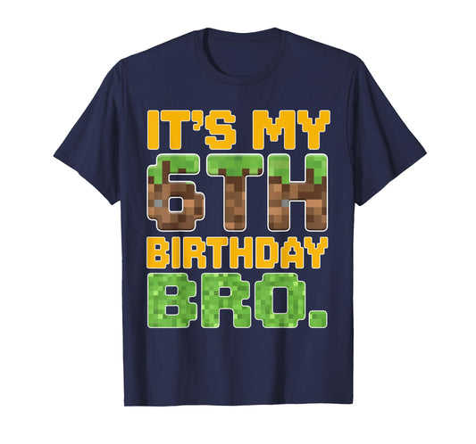 Funny Birthday Boy It's My 6th Birthday Video Game Pixel T-Shirt