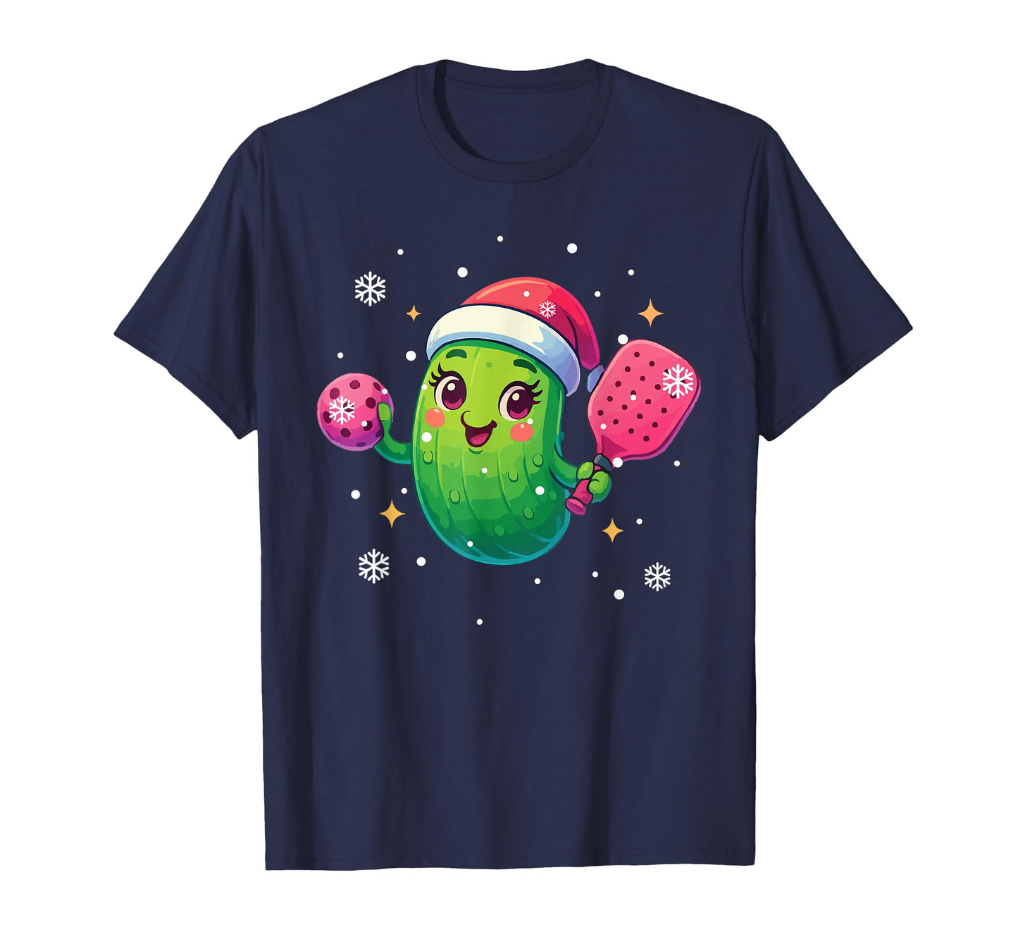 Pickleball Santa Hat Xmas Funny Pickleball Lover Christmas T-Shirt