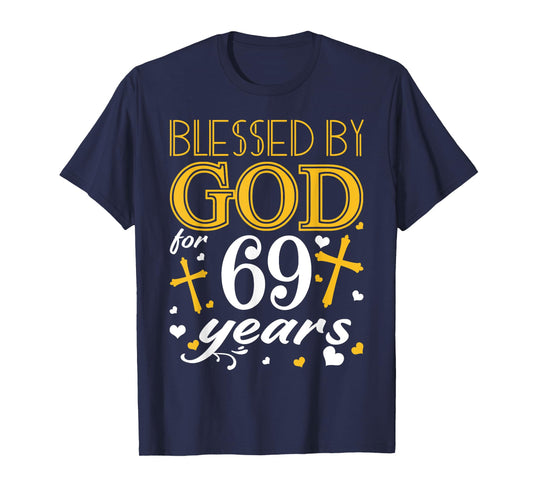 Vintage Blessed By God For 69 Years Happy 69th Birthday T-Shirt