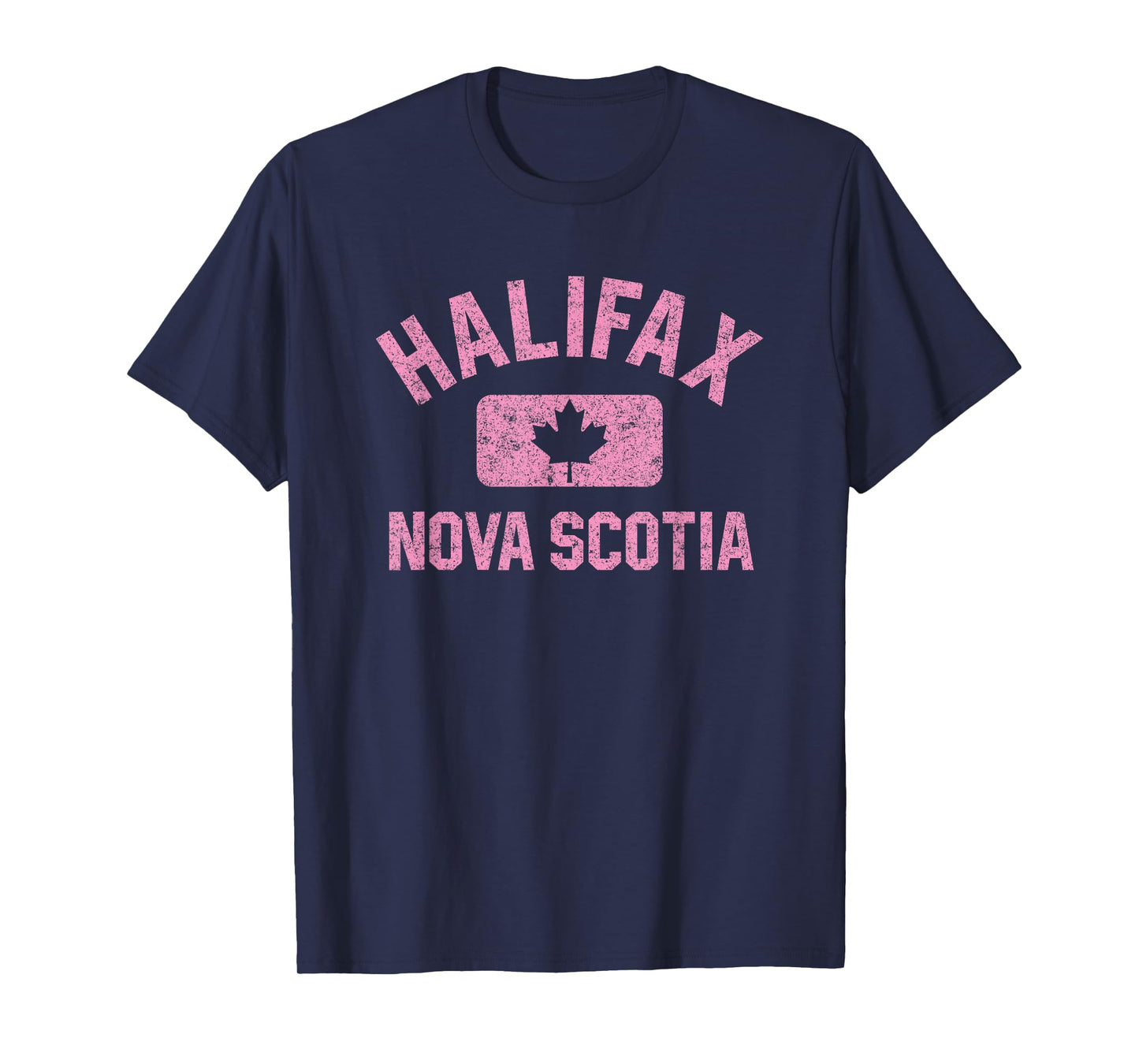 Halifax Nova Scotia Gym Style Distressed Pink Print T-Shirt