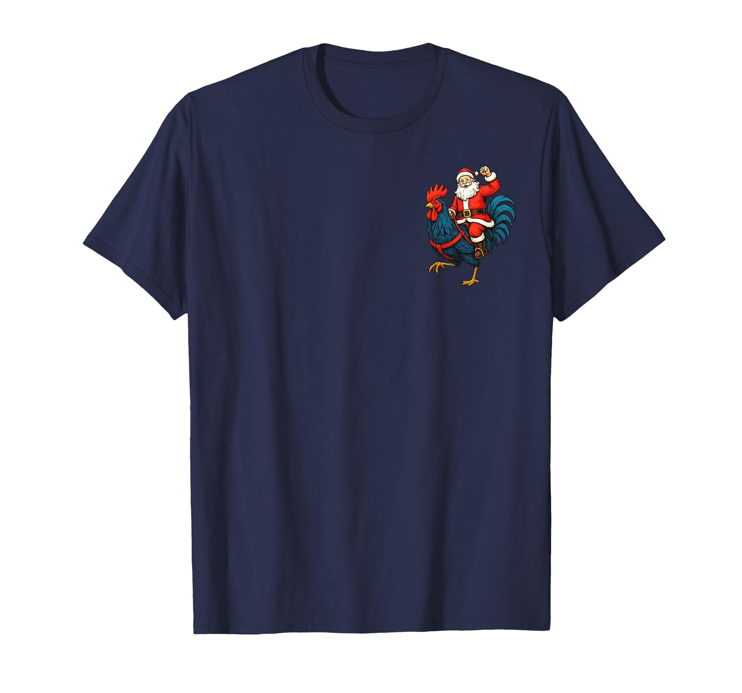 Xmas Santa Riding Rooster Chicken Christmas Holiday Costume T-Shirt