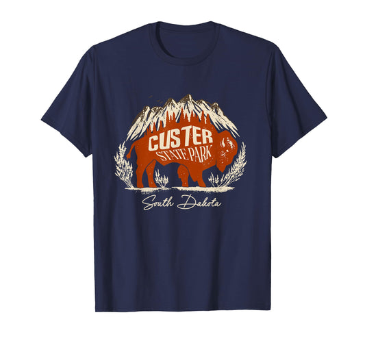 Bison And Mountains Custer State Park South Dakota Vintage T-Shirt