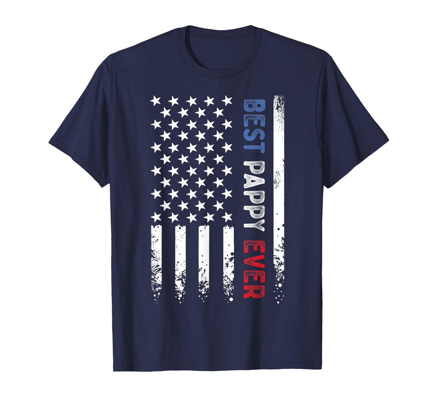 Father's Day Best Pappy Ever American Flag Distressed T-Shirt