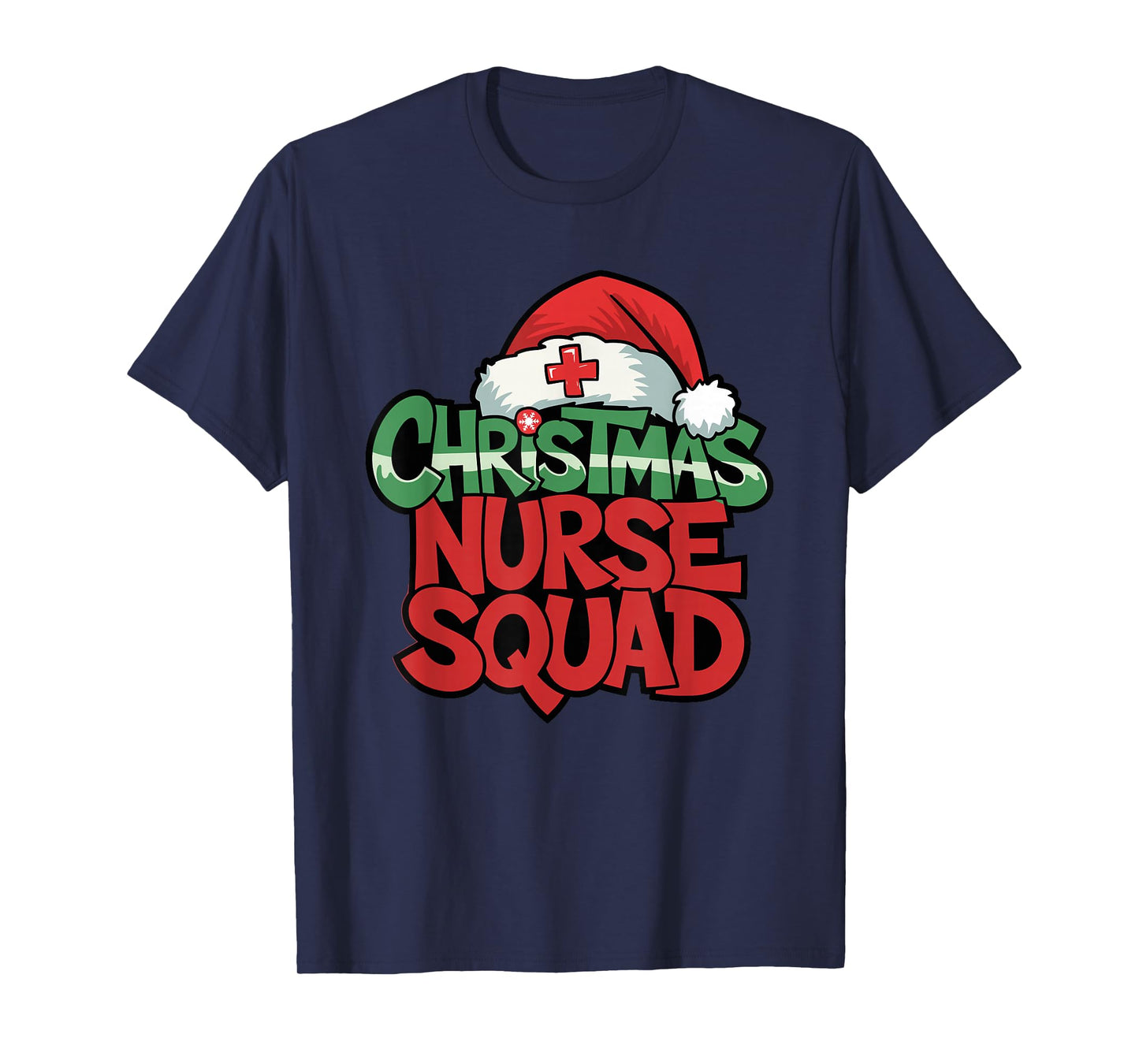 Nurse Christmas Squad Santa Hat Matching Crew T-Shirt