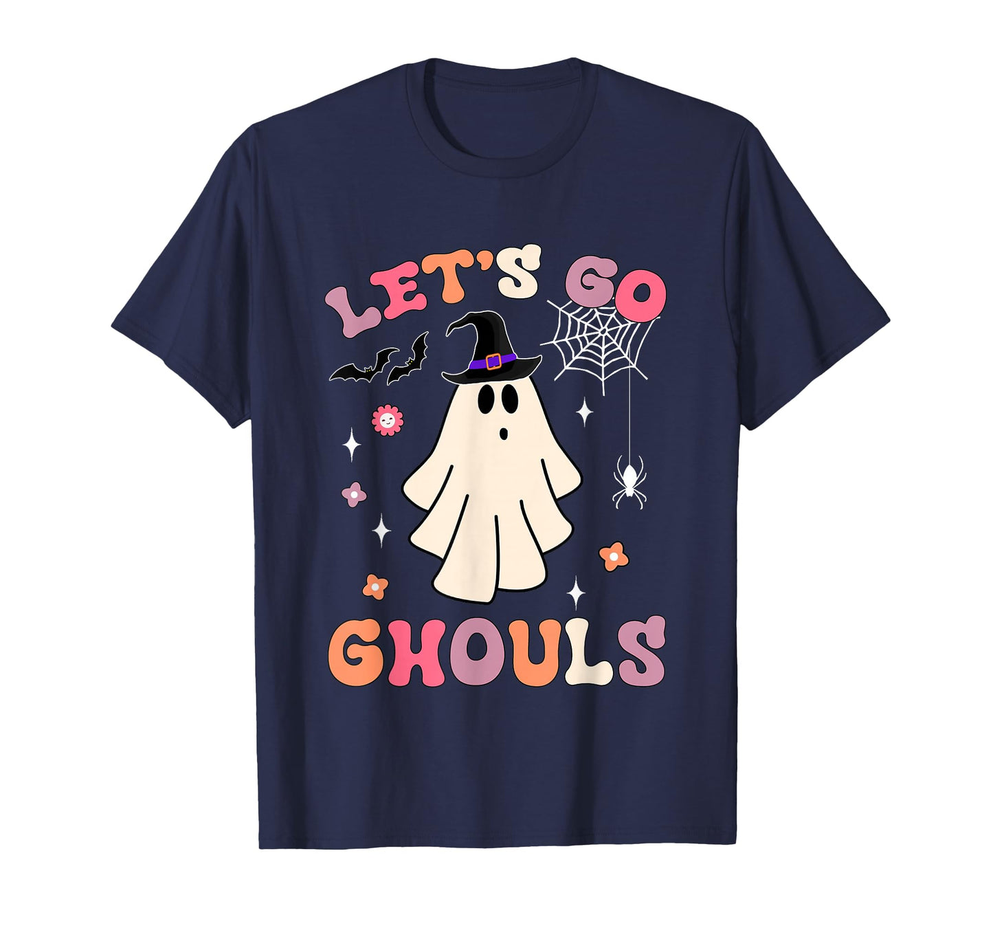 Halloween Ghost Witch Costumes Retro Groovy Let's Go Ghouls T-Shirt