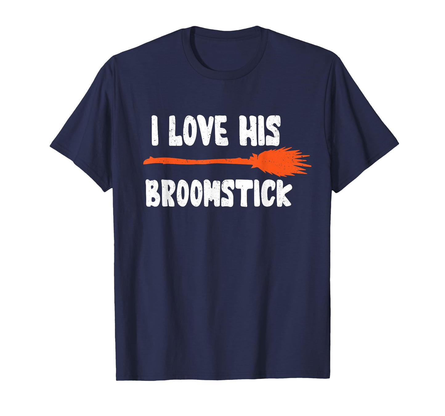 I Love His Broomstick Funny Halloween Witch Couple Matching T-Shirt