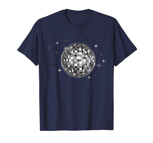 Black and White Disco Ball Club Retro T-Shirt