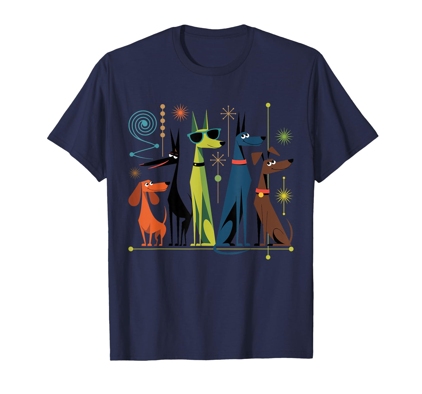 Retro Mid-Century Modern Dogs 50s 60s Style T-Shirt