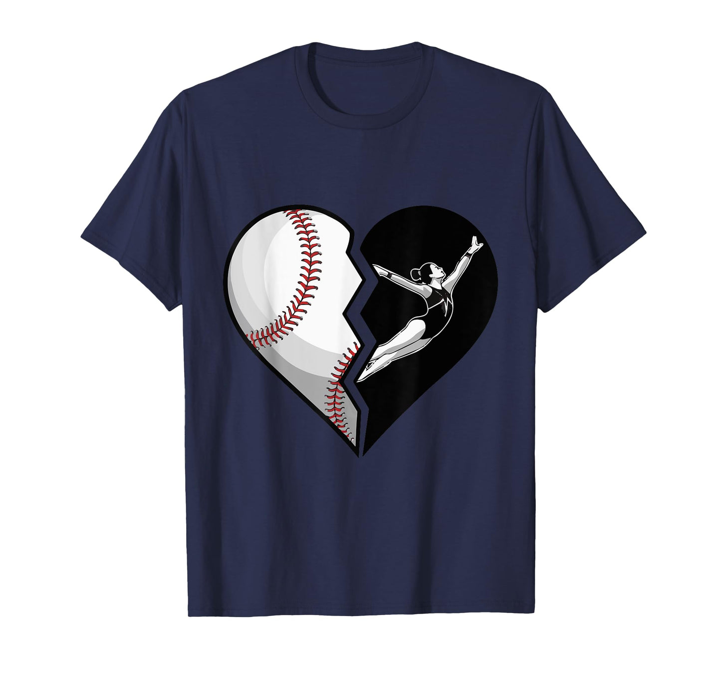 Baseball Gymnastics Mom Heart Sports Supporter for Mom Mama T-Shirt