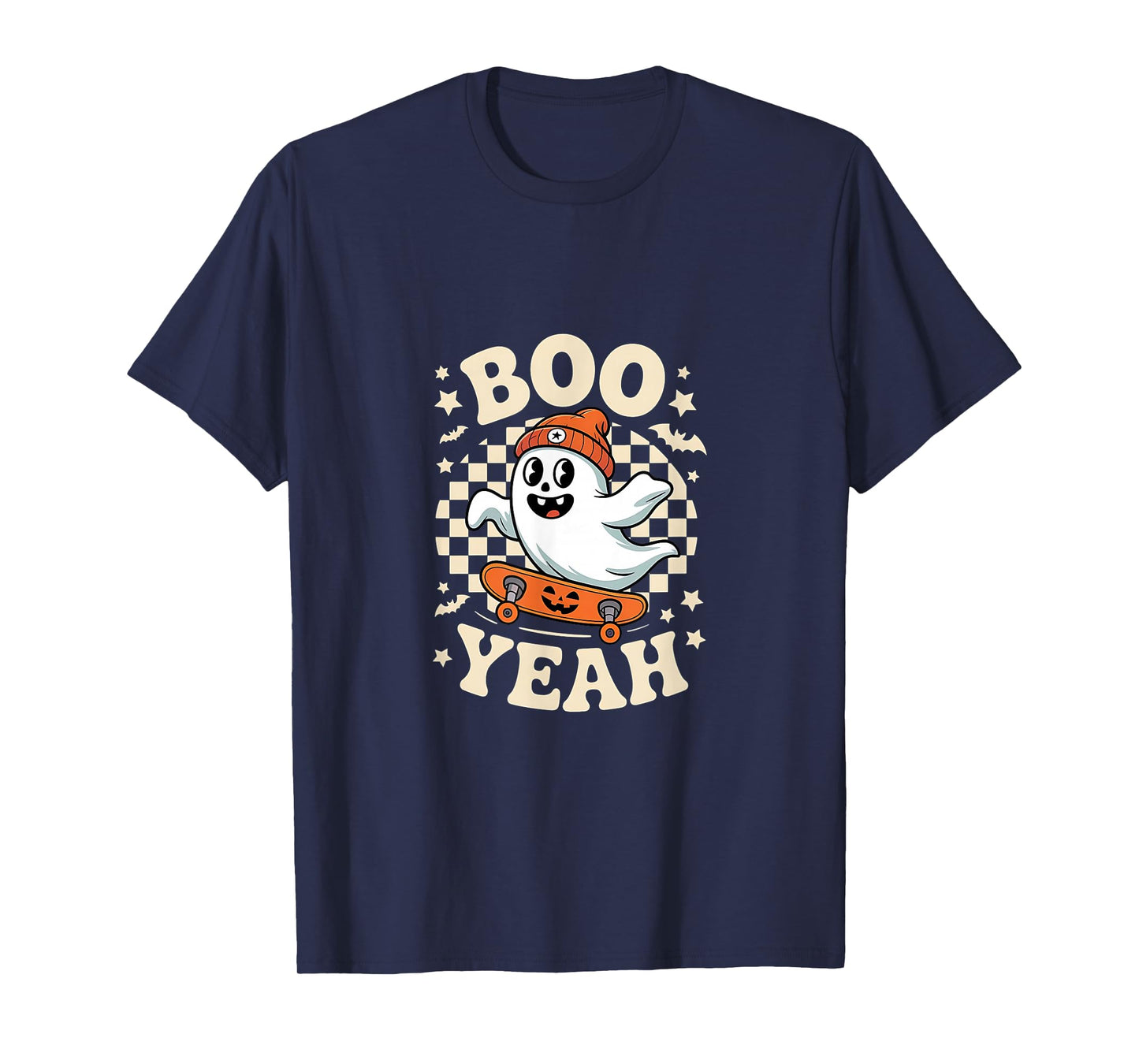 Boo Yeah Halloween Ghost Boys Retro Skateboard Toddler Kids T-Shirt
